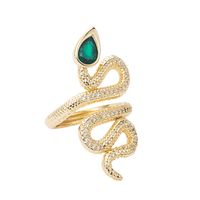 Fashion New Copper Gold-plated Micro-set Zircon Snake Open Ring Female main image 6