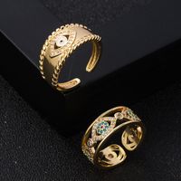 Fashion Copper Gold-plated Micro-set Zircon Devil's Eye Opening Adjustable Ring main image 3