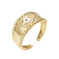 Fashion Copper Gold-plated Micro-set Zircon Devil's Eye Opening Adjustable Ring main image 6