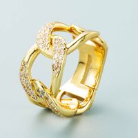 Fashion 18k Gold Copper Inlaid Zirconium Opening Adjustable Pair Ring main image 1