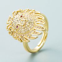 Fashion 18k Gold Copper Inlaid Zirconium Opening Adjustable Pair Ring main image 5