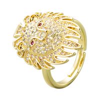 Fashion 18k Gold Copper Inlaid Zirconium Opening Adjustable Pair Ring main image 6