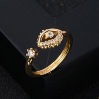 New Copper Gold-plated Micro-set Zircon Geometric Small Open Ring main image 3