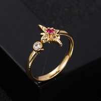 New Copper Gold-plated Micro-set Zircon Geometric Small Open Ring main image 4