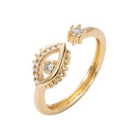 New Copper Gold-plated Micro-set Zircon Geometric Small Open Ring main image 6