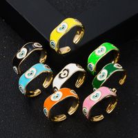 Fashion Copper Plated Real Gold Drip Oil Enamel Heart Open Ring main image 1
