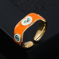 Fashion Copper Plated Real Gold Drip Oil Enamel Heart Open Ring main image 3