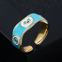 Fashion Copper Plated Real Gold Drip Oil Enamel Heart Open Ring main image 4