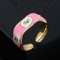 Fashion Copper Plated Real Gold Drip Oil Enamel Heart Open Ring main image 5