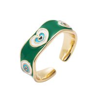 Fashion Copper Plated Real Gold Drip Oil Enamel Heart Open Ring main image 6