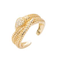 Fashion Copper Gold-plated Micro-set Zircon Hip-hop Snake Open Ring Female main image 6