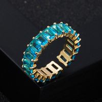 Fashion Copper Micro-encrusted Seven-color Zircon Geometric Rainbow Ring main image 3