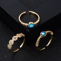 Fashion Copper Gold-plated Micro-set Zircon Drip Oil Devil's Eye Geometric Ring main image 1