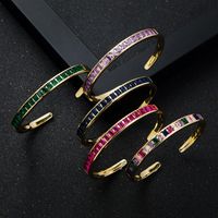 Fashion Rainbow Series Copper-plated Real Gold Micro-set Zircon Open Bracelet main image 3