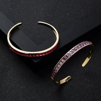 Fashion Rainbow Series Copper-plated Real Gold Micro-set Zircon Open Bracelet main image 4