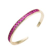 Fashion Rainbow Series Copper-plated Real Gold Micro-set Zircon Open Bracelet main image 6