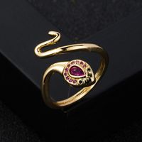 Fashion Copper Gold-plated Micro-set Zircon Winding Snake-shaped Open Ring main image 3