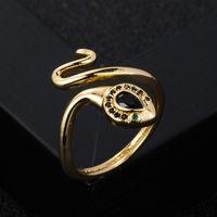 Fashion Copper Gold-plated Micro-set Zircon Winding Snake-shaped Open Ring main image 4