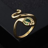 Fashion Copper Gold-plated Micro-set Zircon Winding Snake-shaped Open Ring main image 5