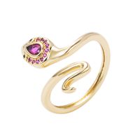 Fashion Copper Gold-plated Micro-set Zircon Winding Snake-shaped Open Ring main image 6