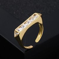 Fashion Copper Micro-set Zircon Open Rainbow Ring Hip-hop Tail Ring main image 4