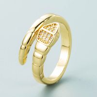 خاتم أزياء متعدد الطبقات مطلي بالنحاس الكوري من الذهب الحقيقي خاتم إصبع الذيل main image 3