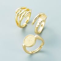 خاتم أزياء متعدد الطبقات مطلي بالنحاس الكوري من الذهب الحقيقي خاتم إصبع الذيل main image 5