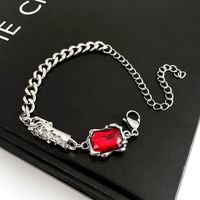 Fashion Simple Ruby Titanium Steel Women Hip-hop Punk Hand Jewelry sku image 1