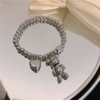 Retro Punk Female Ball Elastic Rope Violent Bear Hand Accessories Titanium Steel sku image 1