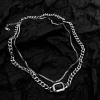 Retro Hollow Chain Double-layer  Titanium Steel Clavicle Chain Wholesale sku image 1