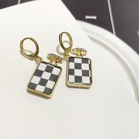 Fashion Perfume Bottle Checkerboard Drop Earrings Wholesale sku image 1