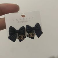 Moda Lindo Lazo Negro Retro Nuevos Pendientes De Aleación Mujer sku image 2