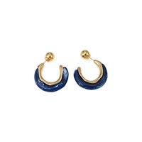 Simple Solid Color C-shaped Oil Drop Earrings Fashion Alloy Earrings sku image 1