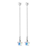 Vintage Crystal Tassel Heart Stars Flowers Shaped Long Drop Earrings Wholesale sku image 1