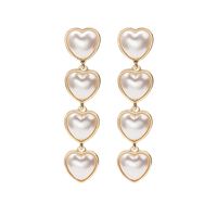 Fashion Long Heart Shaped Full Pearl Alloy Drop Earrings Wholesale sku image 1