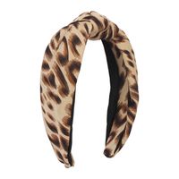 Vintage Leopard Print Hit Color Fabric Knotted Wide-brimmed Retro Headband sku image 2