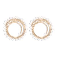 Fashion Diamond Round Earrings Exaggerated Imitation Pearl Earrings Female sku image 1