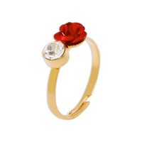 Fashion Creative Flower Simple Diamond Ring Necklace Jewelry Set sku image 1