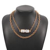 Simple Jewelry Metal Thick Chain Punk Double Layer Clavicle Chain Wholesale sku image 1
