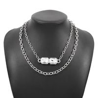 Simple Jewelry Metal Thick Chain Punk Double Layer Clavicle Chain Wholesale sku image 2