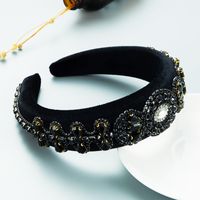 Vintage Headband Retro Court Drill Sponge Wide-brimmed Baroque Hairband sku image 3