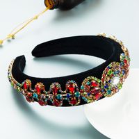 Vintage Headband Retro Court Drill Sponge Wide-brimmed Baroque Hairband sku image 4