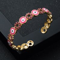 Fashion Copper Gold-plated Micro-set Zircon Drip Oil Round Devil's Eye Opening Bracelet sku image 1