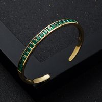 Fashion Rainbow Series Copper-plated Real Gold Micro-set Zircon Open Bracelet sku image 1