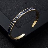 Fashion Rainbow Series Copper-plated Real Gold Micro-set Zircon Open Bracelet sku image 2