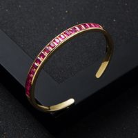 Fashion Rainbow Series Copper-plated Real Gold Micro-set Zircon Open Bracelet sku image 5