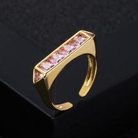 Fashion Copper Micro-set Zircon Open Rainbow Ring Hip-hop Tail Ring sku image 3