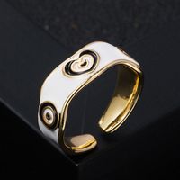 Fashion Copper Plated Real Gold Drip Oil Enamel Heart Open Ring sku image 1