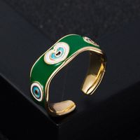 Fashion Copper Plated Real Gold Drip Oil Enamel Heart Open Ring sku image 3