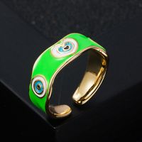 Fashion Copper Plated Real Gold Drip Oil Enamel Heart Open Ring sku image 8